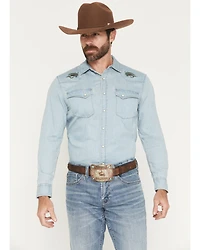 Pendleton Men's Light Wash Gambler Long Sleeve Snap Denim Western Shirt