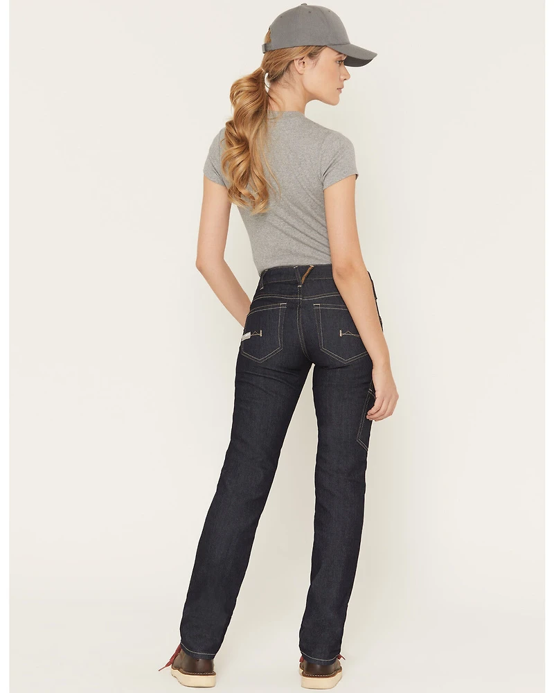 Ariat Women's Rebar Mid Rise Durastretch Raven Rinse Work Straight Jeanss