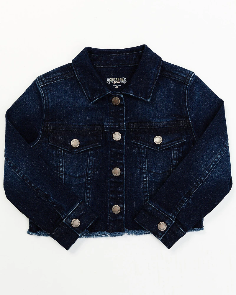 Shyanne Toddler Girls Kent Dark Wash Frayed Denim Jacket