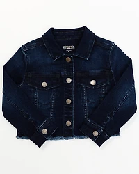 Shyanne Toddler Girls Kent Dark Wash Frayed Denim Jacket