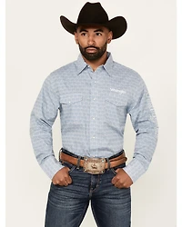 Wrangler Men's Geo Print Logo Long Sleeve Snap Western Shirt - Tall