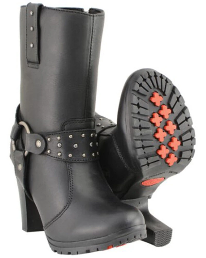 Milwaukee Leather Women's Harness Boots - Round Toe