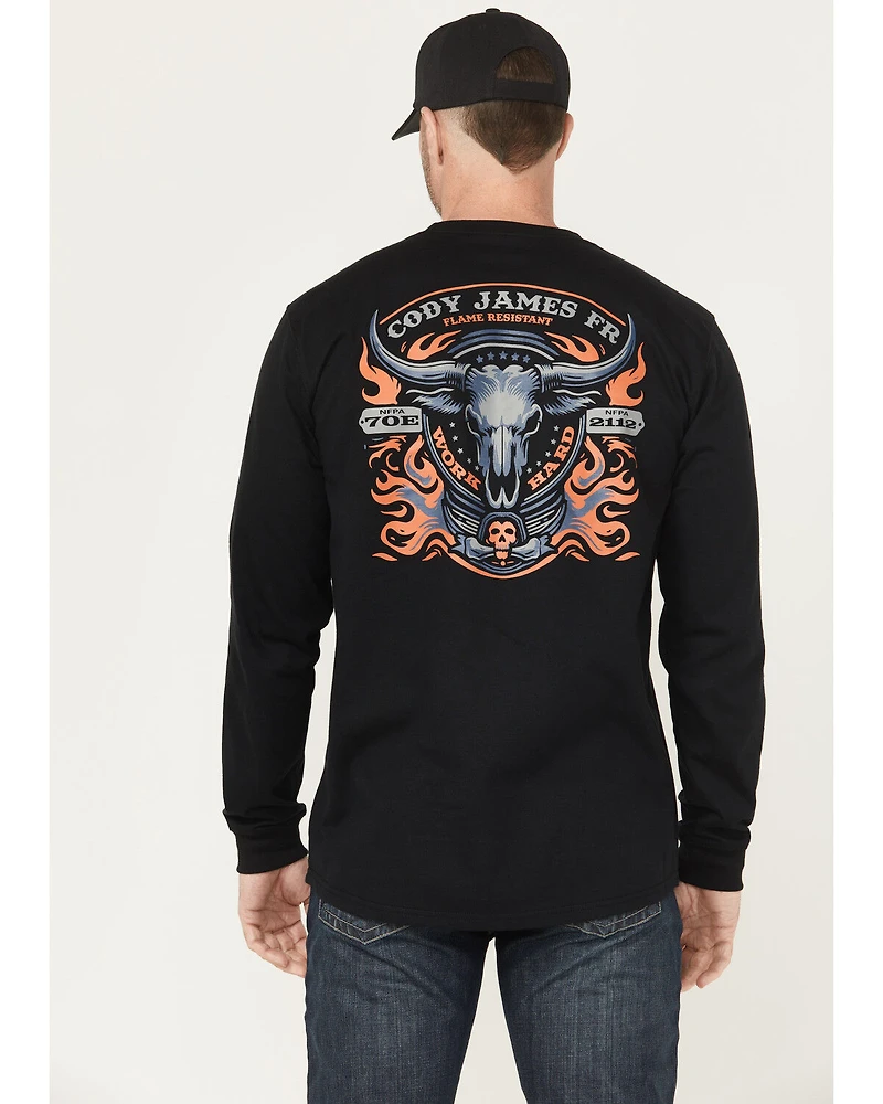 Cody James Men's FR Bull Long Sleeve Graphic Work T-Shirt