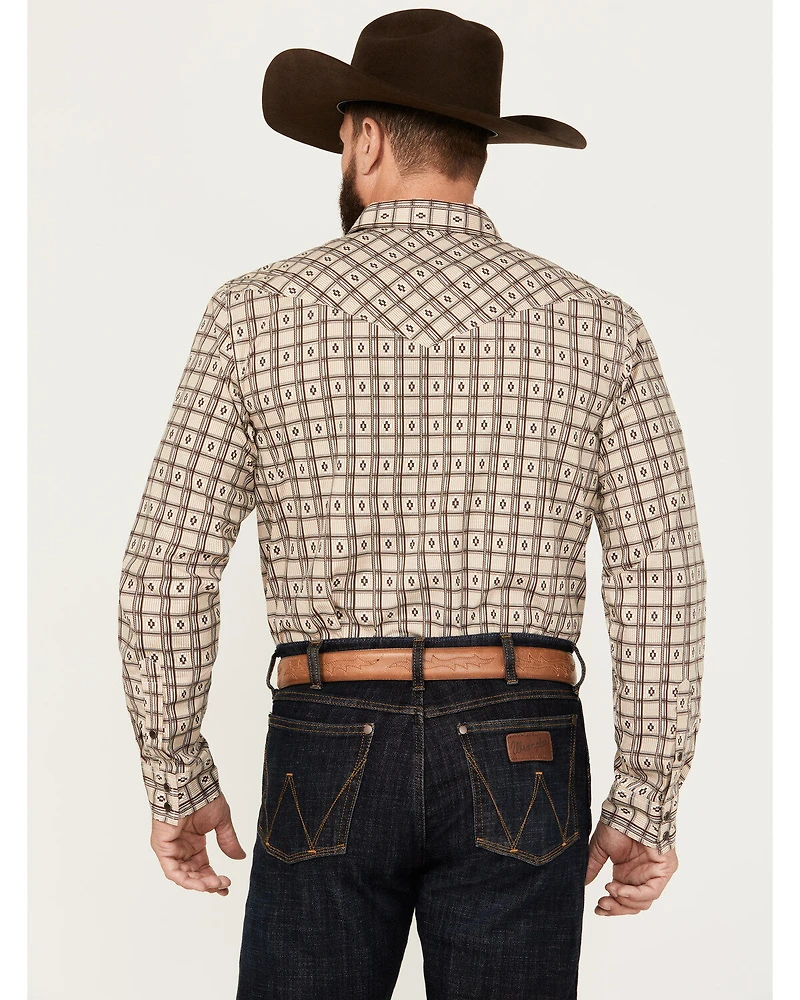 Gibson Trading Co Men's Cross Barred Plaid Print Long Sleeve Snap Western Shirt