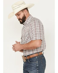 Roper Men's Plaid Print Short Sleeve Snap Stretch Western Shirt