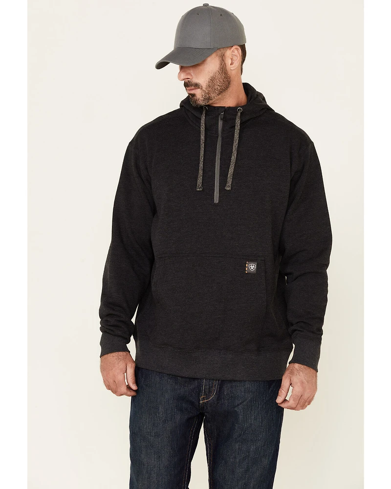 Ariat Men's Charcoal Rebar Workman 1/4 Zip Front Work Hooded Pullover