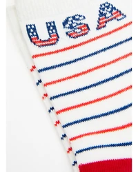 RANK 45® Girls' Striped USA Crew Socks