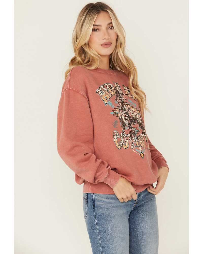 Rock & Roll Denim Women's Ride Em Cowboy Graphic Crewneck