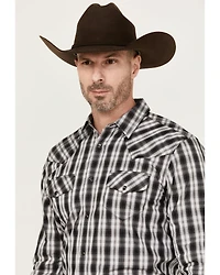 Gibson Men's Black Smoke Plaid Print Long Sleeve Snap Western Shirt