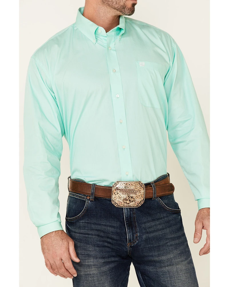 C‌inch Men's Solid Long Sleeve Button-Down Western Shirt