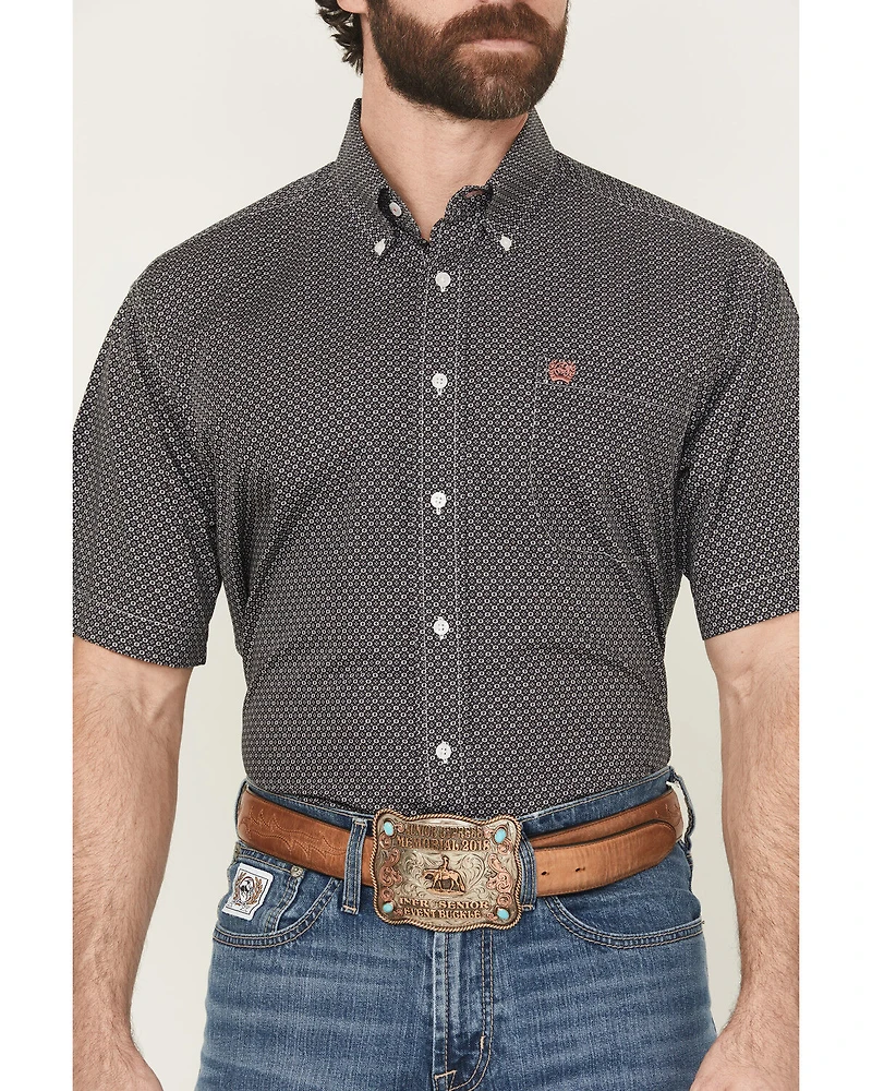 Cinch Men's Floral Geo Print Short Sleeve Button-Down Western Shirt