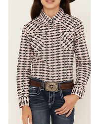 Cruel Girl Girls' Geo Print Long Sleeve Western Snap Shirt