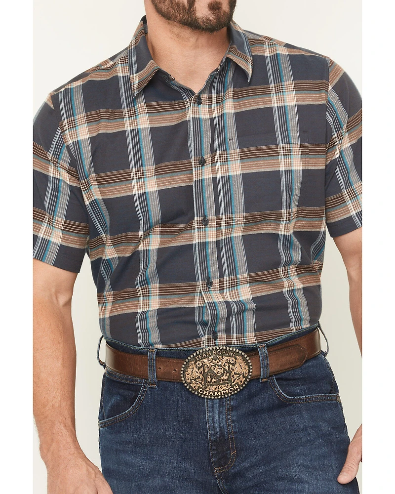 Cody James Men's High Plains Ranch Plaid Print Short Sleeve Button-Down Stretch Western Shirt
