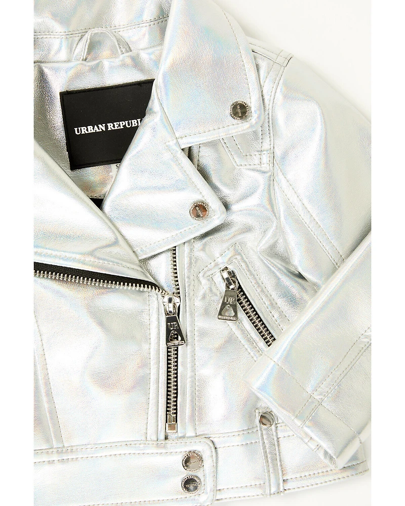Urban Republic Toddler Girls' Metallic Faux Leather Jacket