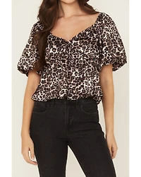 Originality Women's Leopard Print Short Sleeve Top