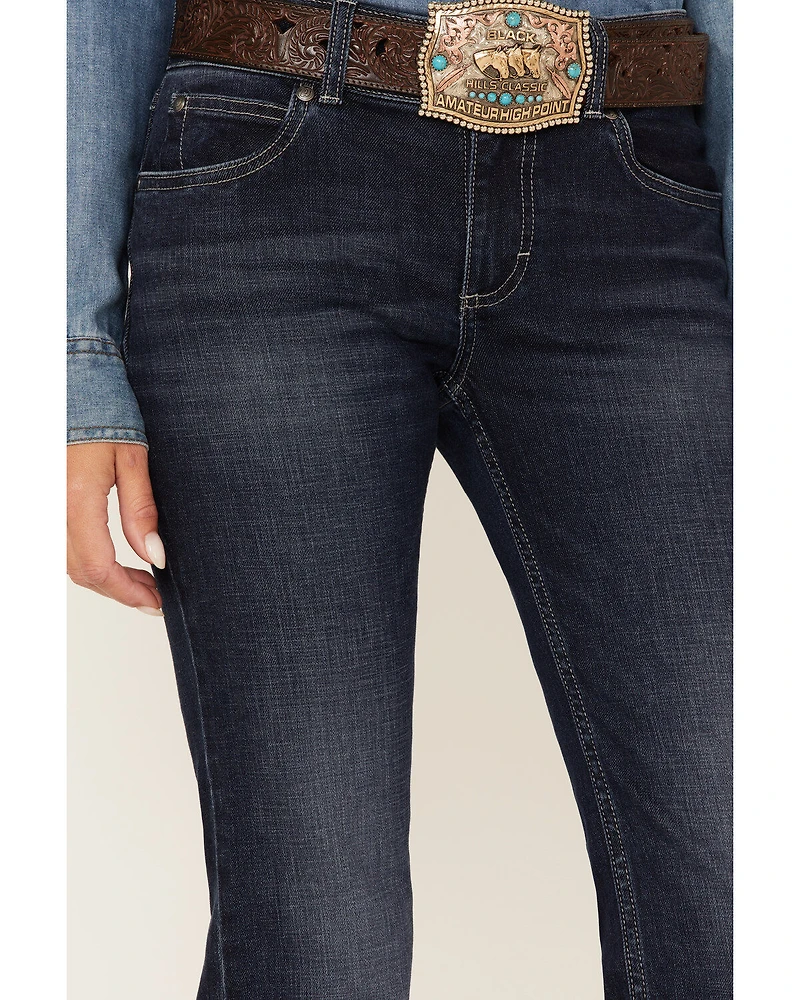 Wrangler Retro Women's Dark Wash Mid Rise Mae Alexis Stretch Bootcut Jeans