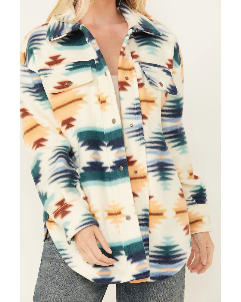 Fornia Women's Southwestern Print Polar Fleece Shacket
