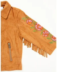 Fornia Toddler Girls' Floral Embroidered Fringe Jacket