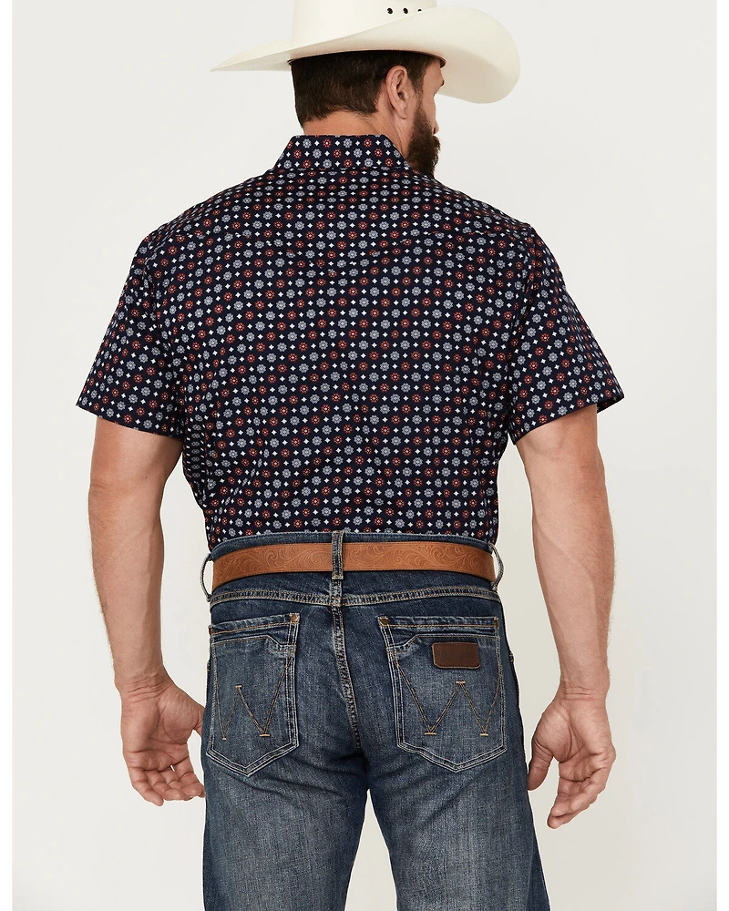 Rodeo Clothing Men's Medallion Print Short Sleeve Snap Western Shirt