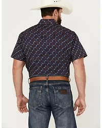 Rodeo Clothing Men's Medallion Print Short Sleeve Snap Western Shirt