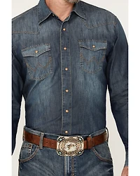 Wrangler Retro Men's Premium Snap Denim Long Sleeve Western Shirt