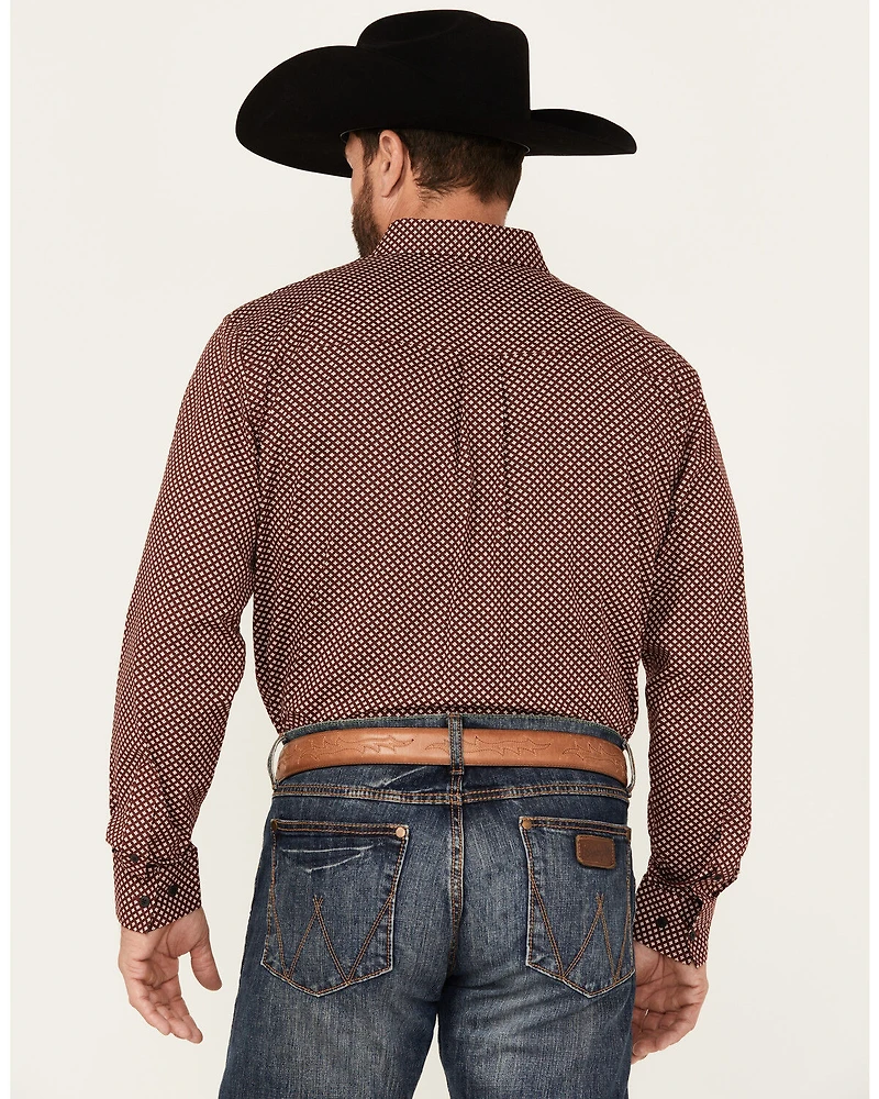 RANK 45® Men's Thorn Geo Print Long Sleeve Button-Down Stretch Western Shirt