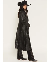 Azalea Wang Women's Fringe Faux Leather Coat