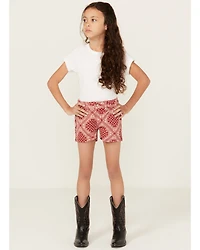 Panhandle Girls' Bandana Print Stretch Denim Shorts
