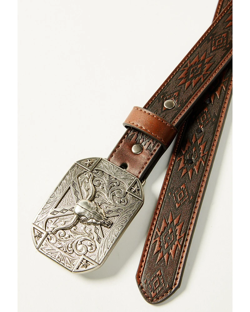 Cody James Boys' Southwestern Print Embossed Belt