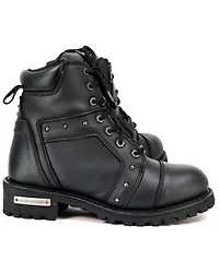 Milwaukee Leather Women's Lace-To-Toe Studded Motorcycle Boots - Round Toe