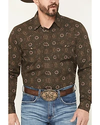 Gibson Trading Co Men's Bourbon Street Medallion Print Long Sleeve Snap Stretch Western Shirt