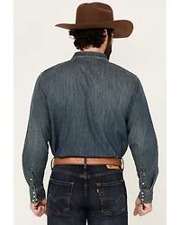 Cody James Men's Medium Wash Denim Long Sleeve Pearl Snap Western Shirt