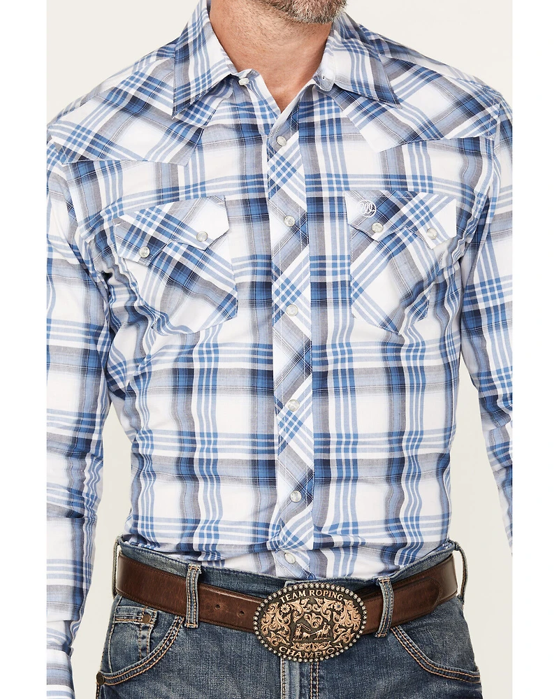 Wrangler Retro Men's Plaid Print Long Sleeve Snap Western Shirt