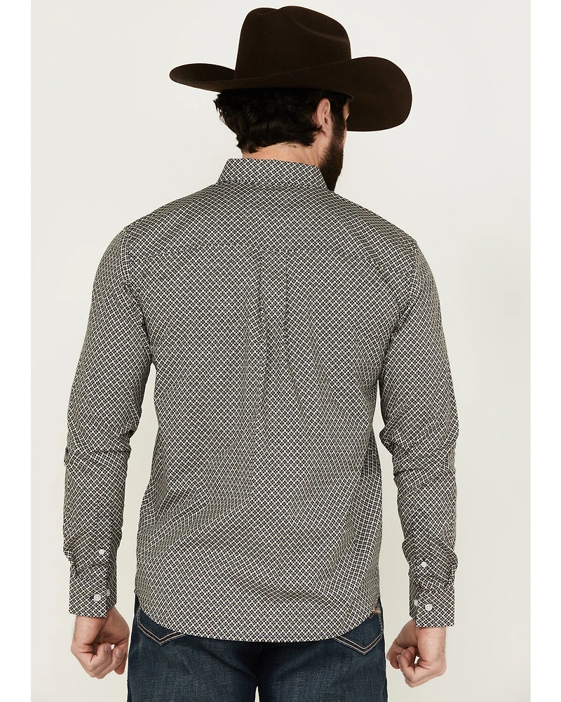 Cody James Men's Fast Forward Geo Print Long Sleeve Button-Down Stretch Western Shirt