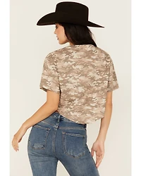 Youth Revolt Women's Camo Print Short Sleeve Seamed Tee