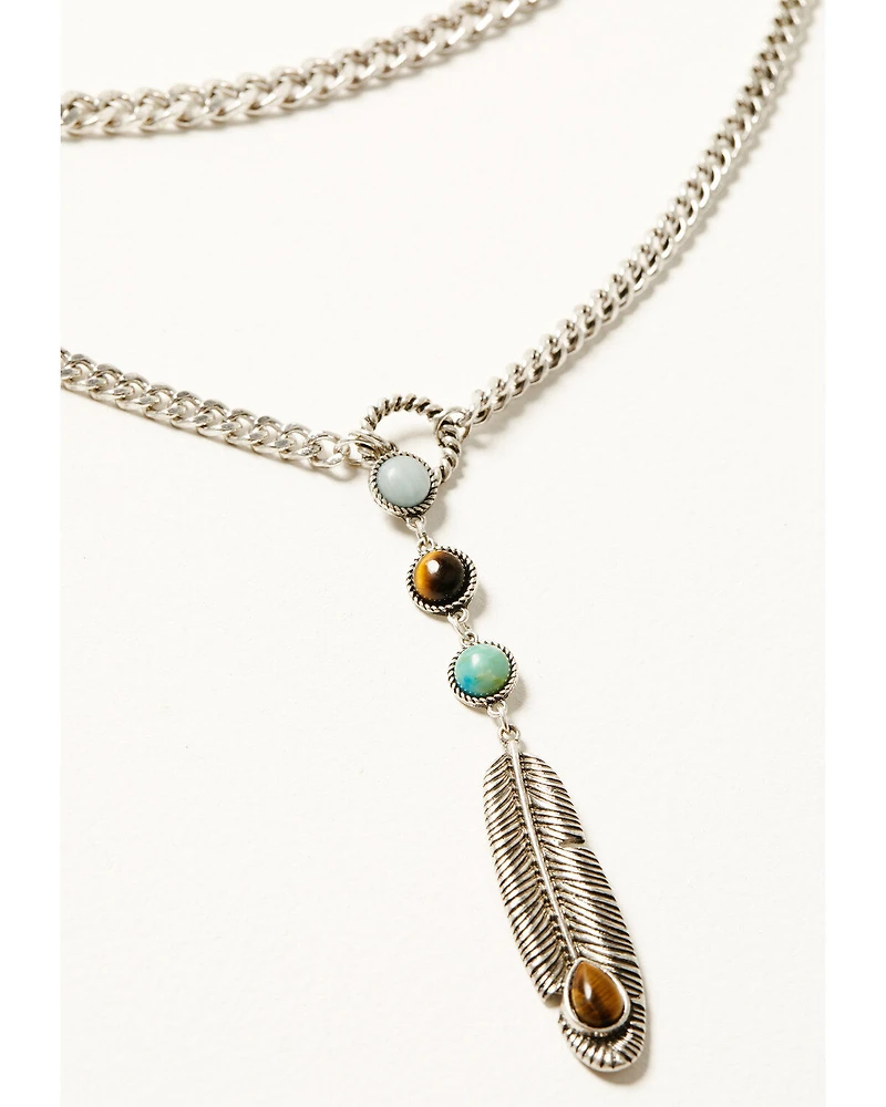Shyanne Women's Juniper Sky Feather Jewelry Set - 2 Piece