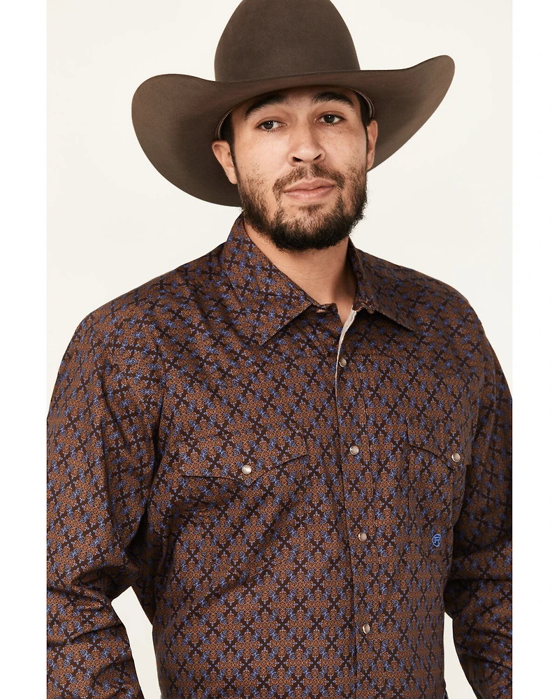 Roper Men's Amarillo Medallion Print Long Sleeve Pearl Snap Western Shirt