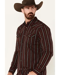 Moonshine Spirit Men's Striped Print Long Sleeve Snap Western Shirt