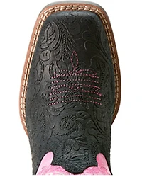 Ariat Girls' Outrider Floral Embossed Western Boots - Broad Square Toe