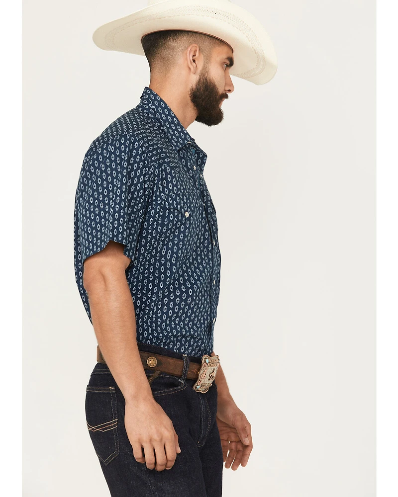 Roper Men's West Made Geo Print Short Sleeve Pearl Snap Western Shirt