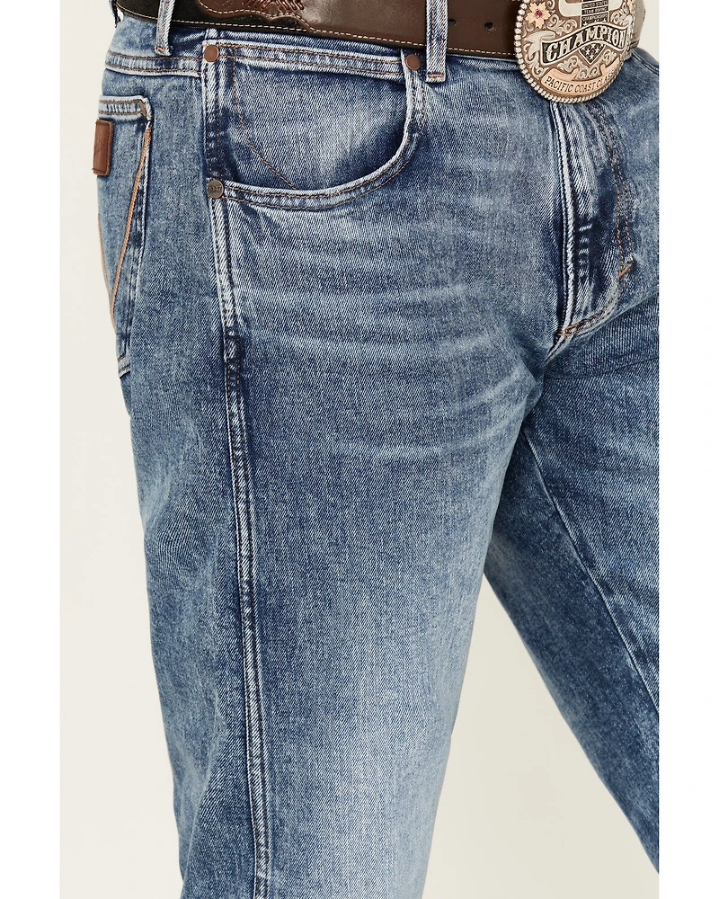 Wrangler Retro Men's Medium Wash Applewood Slim Straight Stretch Denim Jeans
