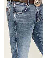 Wrangler Retro Men's Medium Wash Applewood Slim Straight Stretch Denim Jeans