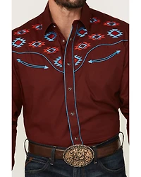 Rodeo Clothing Men's Embroidered Yoke Long Sleeve Snap Western Shirt