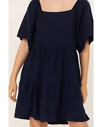 Wrangler Women's Solid Short Sleeve Mini Dress