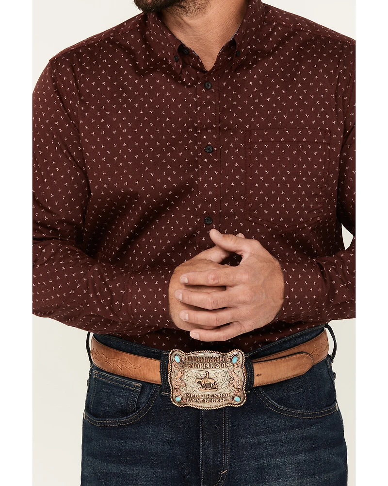 Cody James Men's Williams Mini Floral Print Long Sleeve Button-Down Stretch Western Shirt