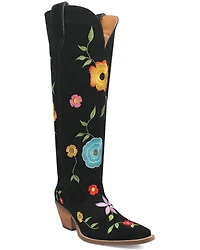 Dingo Women's Flower Power Suede Tall Western Boots - Snip Toe