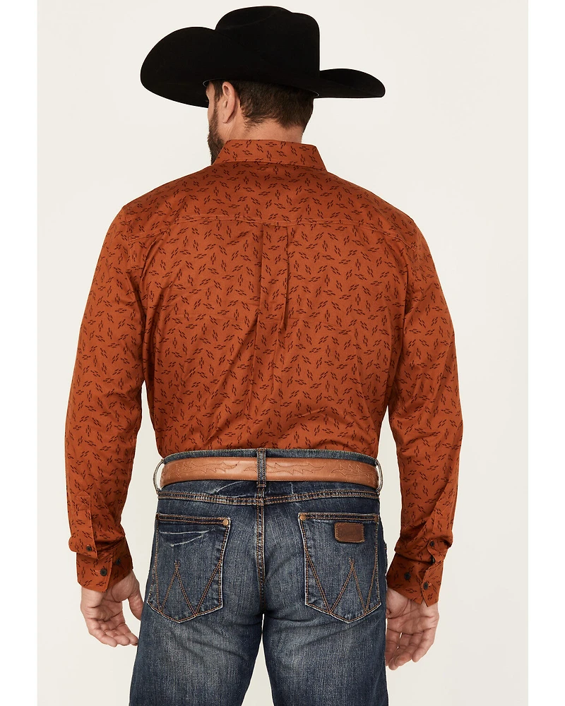 RANK 45® Men's Rough Neck Geo Print Long Sleeve Button-Down Stretch Western Shirt