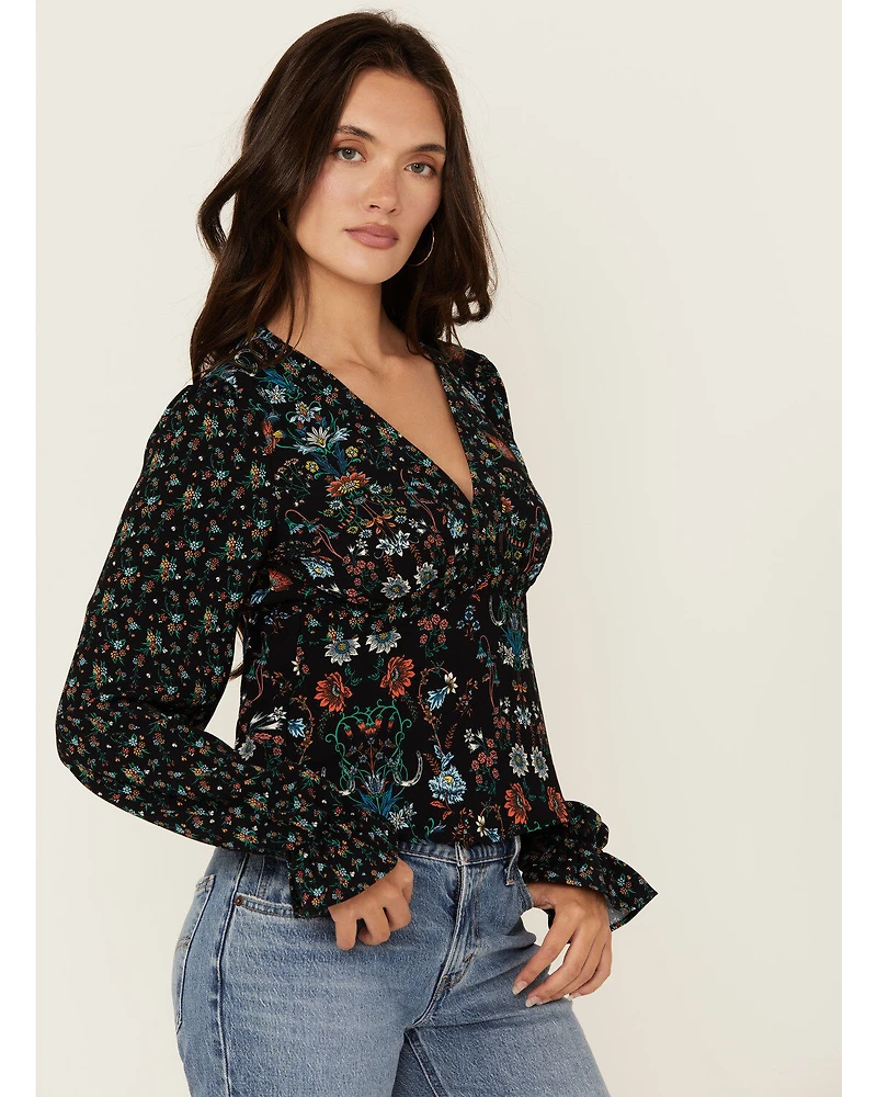 Rock & Roll Denim Women's Floral Print Long Sleeve Shirt