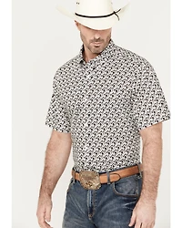 RANK 45® Men's West Trellis Geo Print Short Sleeve Button-Down Shirt