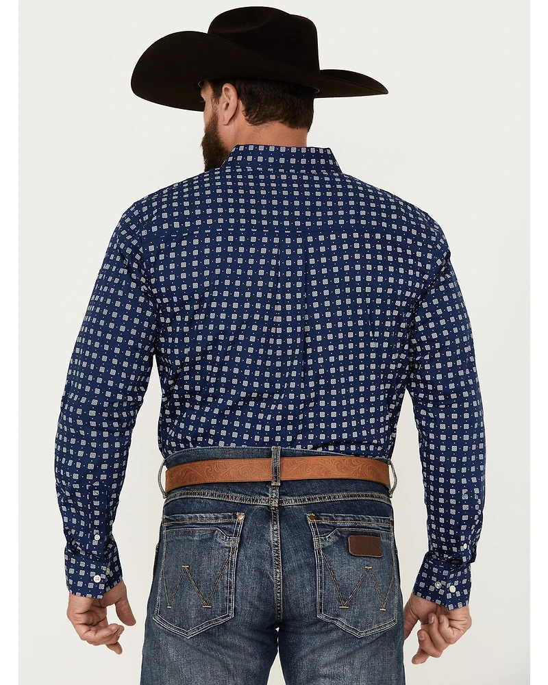Cody James Men's Rough Road Geo Print Long Sleeve Button-Down Stretch Western Shirt